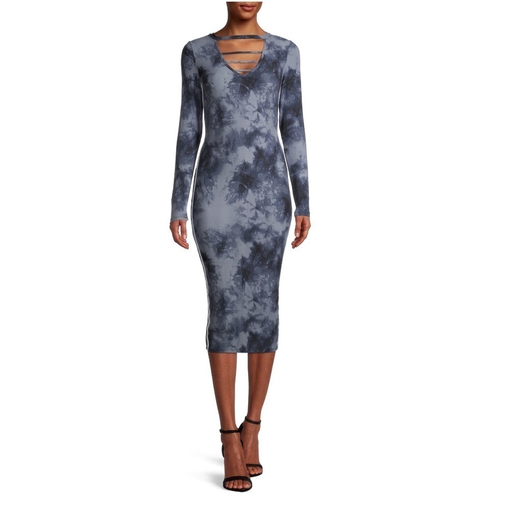 Eye Candy Cage Neck with Stripes Long Sleeve Midi Dress Size 3X